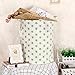 Sea Team 19.7 Inches Large Sized Waterproof Coating Ramie Cotton Fabric Folding Laundry Hamper Bucket Cylindric Burlap Canvas Storage Basket with Stylish Stars Design (19.7