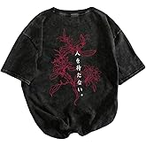 GORGLITTER Men's Vintage Graphic Tees Washed Y2k Short Sleeve Crew Neck Streetwear T Shirt