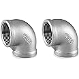Stainless Steel 304 Cast Pipe Fitting,JoyTube 1" to 1" Female to Female NPT Threaded Pipe Fitting, 90 Degree Elbow, Class 150 (Pack of 2)