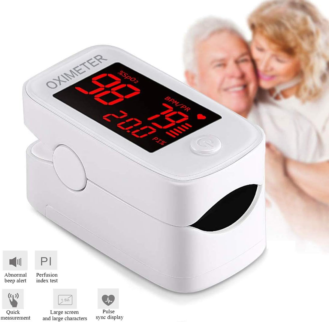 Finger Pulse Oximeter, Oxygen Monitor Finger Heart Rate Monitor Blood Oxygen Saturation Monitor Adult and Child with OLED Screen Display (RED)