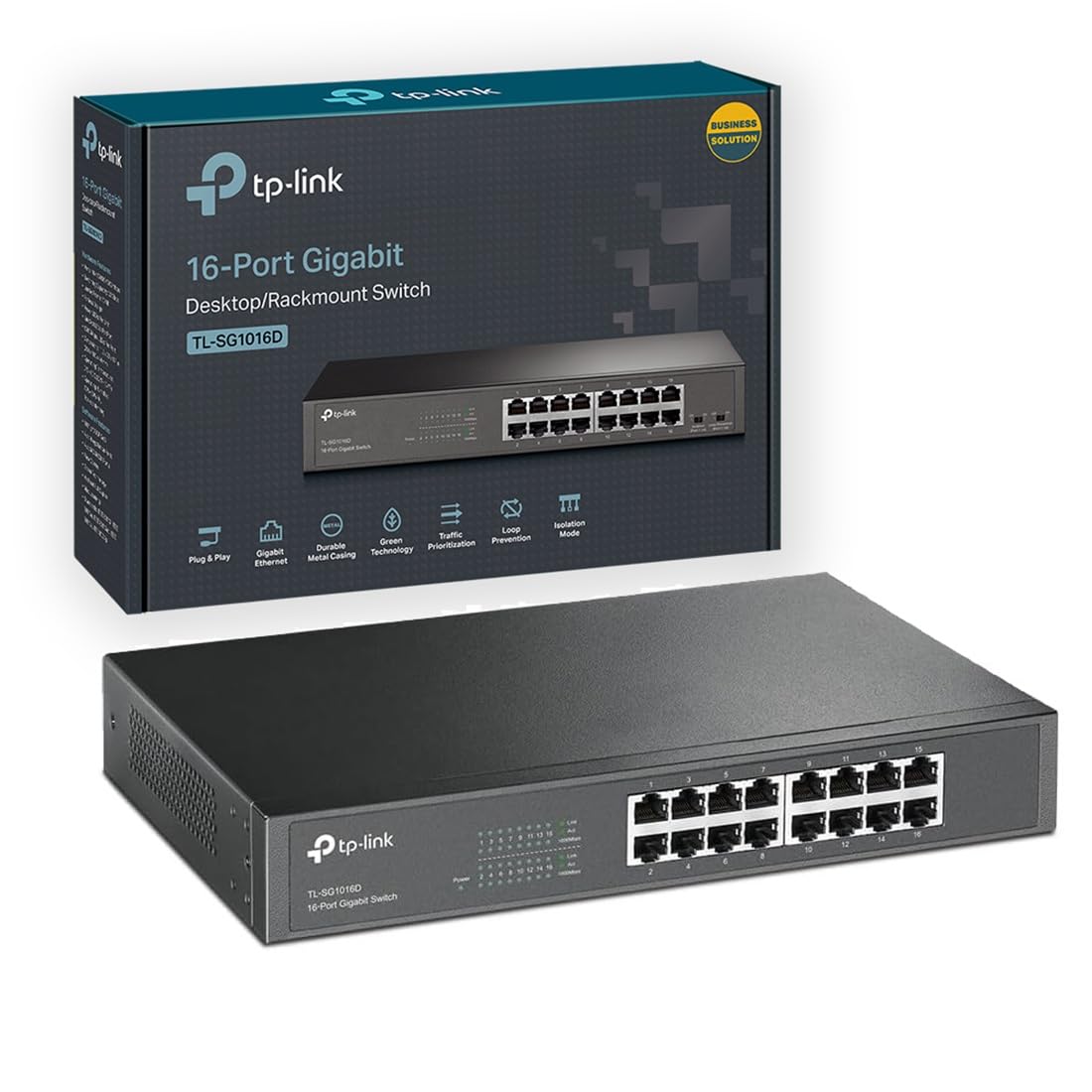 TP-Link TL-SG1016D 16-Port Gigabit Network Switch,‎‎ Desktop/Rackmount, Energy Saving Ethernet Splitter, MAC address self-learning, Auto MDI/MDIX, Isolation Mode, Loop Prevention, Plug and Play — image 1