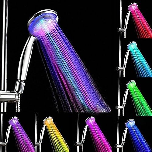 Bathroom LED Handheld Shower Head, HANTONG 7 Colors Multicolor Water Glow light Shower Head with Automatic Changing [Let your kids love shower]