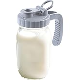 32 Oz Glass Mason Jar Pitchers With Pour Lid 1 Quart Wide Mouth Breast milk Storage Jug Container For Fridge Coffee Creamer Iced Sun Tea Juices Lemonade Airtight