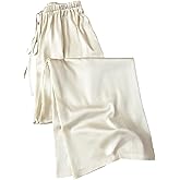 SHENHE Women's Satin Wide Leg Pants Drawstring Flowy Dressy Silky Business Casual Work Pants