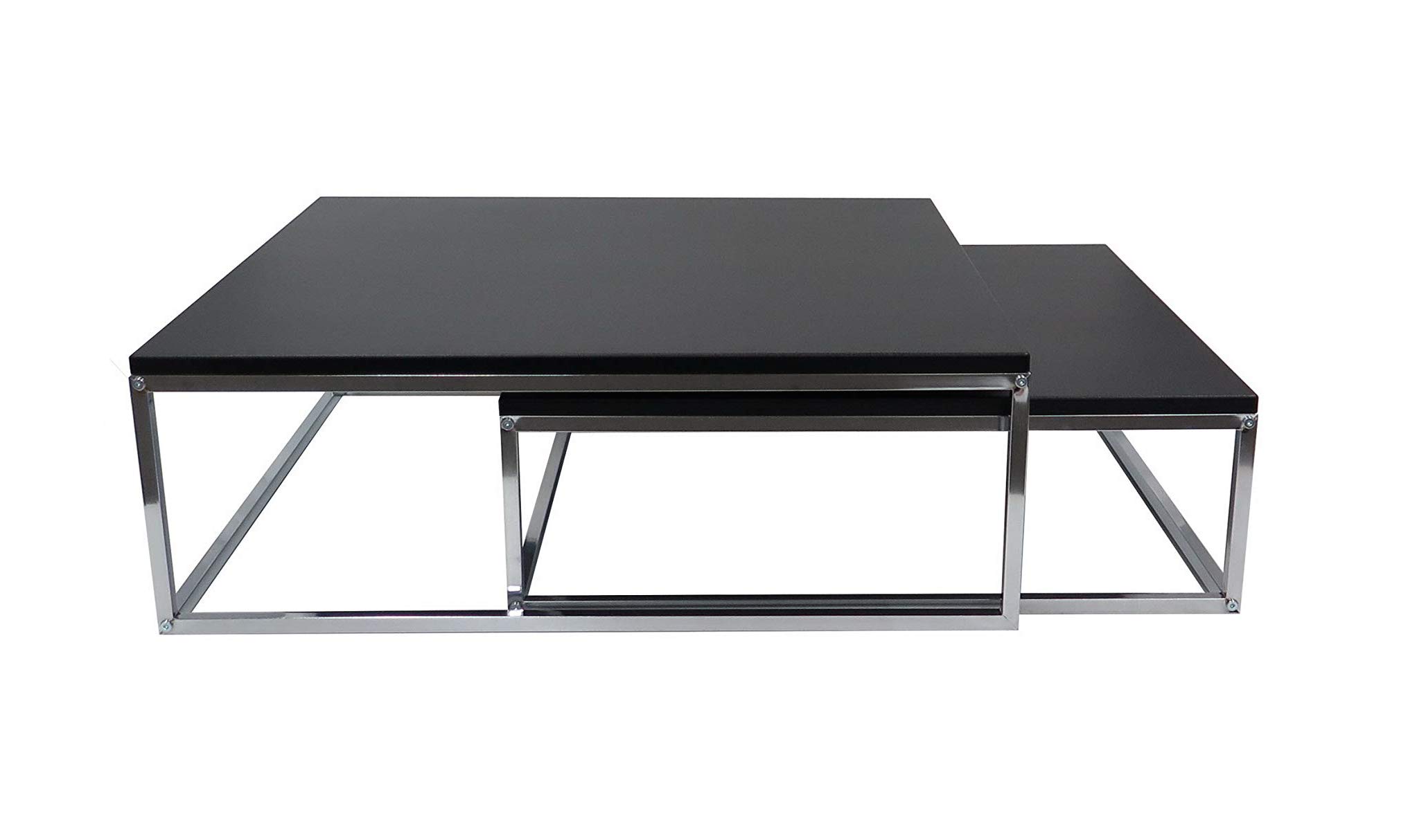 ASPECT Olso Set of 2 Coffee Nesting Table, Black, L 80x80x27 S 70x70x22(H) cm