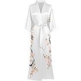 BABEYOND Kimono Robe Cover up with Box Long Floral Satin Sleepwear Silky Bathrobe Bachelorette Robe