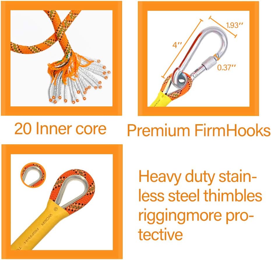 Trsmima Outdoor Climbing Rope, 8MM Diameter Static Rock Climbing Rope 10M(32ft) 20M(64ft) 30M (96ft) Tree Climbing Rappelling Rope with Safety Working Gloves, Escape Rope Fire Rescue Parachute Rope : Sports & Outdoors