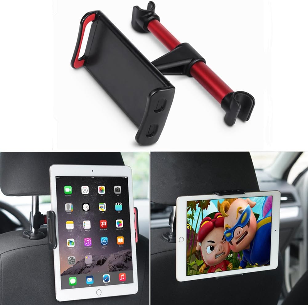 Car Headrest Mount, DLIUZ Universal Car Seat Tablet Mount Holder for iPad, Samsung Galaxy, Nintendo Switch, Fits All 4'' - 10.5'' Smartphones and Tablets (Red)