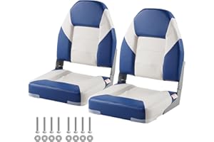VEVOR High Back Boat Seats, 21.85" Folding Chair with Thickened Sponge Padding and Hinge, Fold-Down Captain Chairs for Fishin