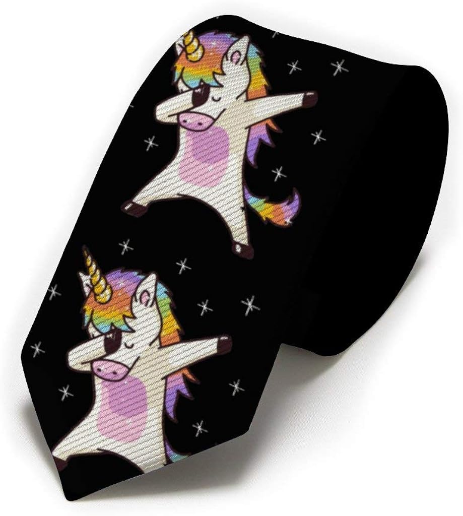Unicorn Cute Dabbing Funny Dab Dance Gift - Men Classic Neckties Formal Dress Suit Neck Tie Gifts for Men Skinny Polyester Ties for Boys