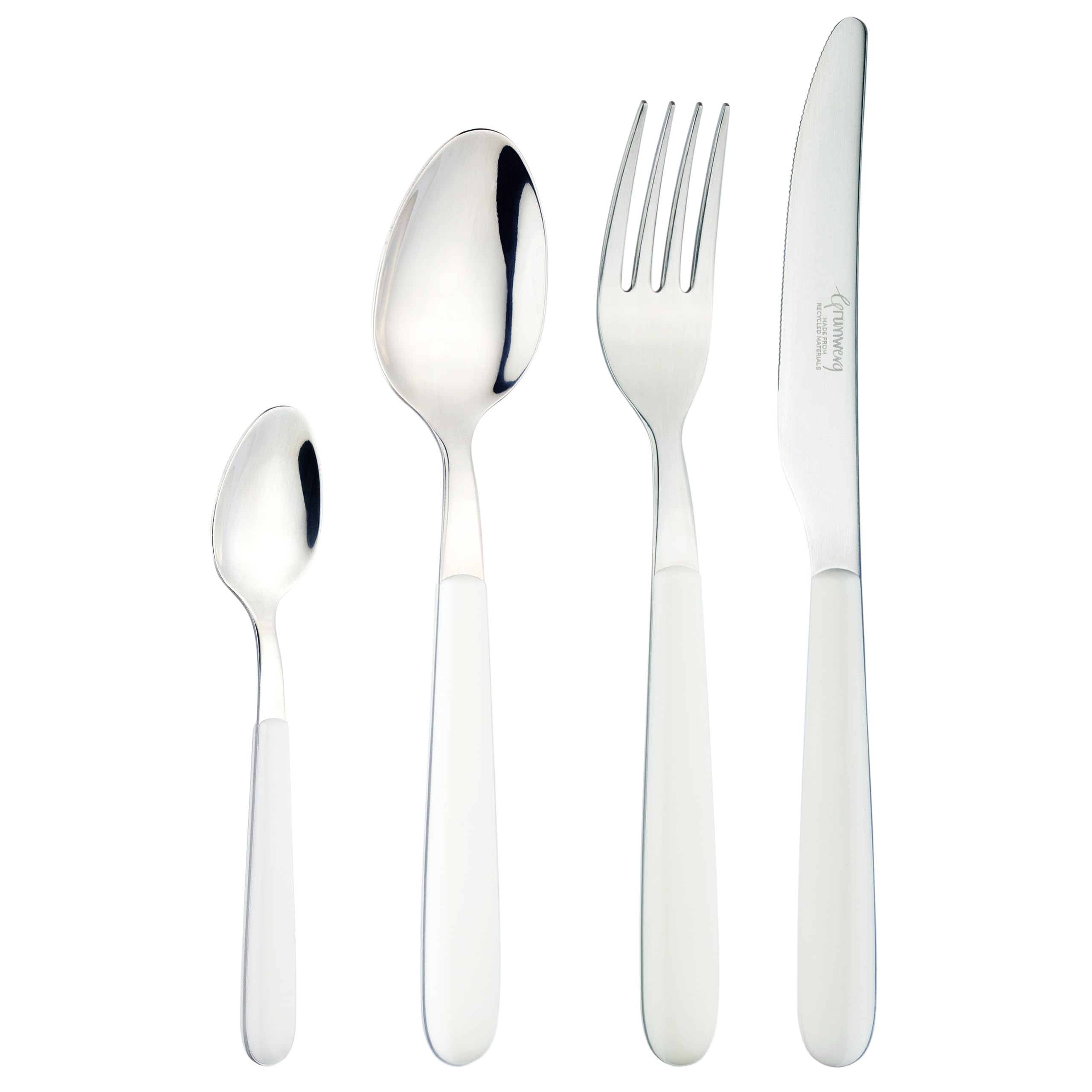 Grunwerg Greenworks 24 Piece Boxed Cutlery Set, Recycled Plastic, Eco-Friendly, Sepia White
