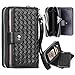 iPhone 6S Plus Case, Vofolen [Zipper Wallet] iPhone 6 Plus Cover PU Leather Protective Shell Detachable Magnetic Folio Flip Holster Card Holder for iPhone 6 Plus 6S Plus 5.5 inch -Black Plait