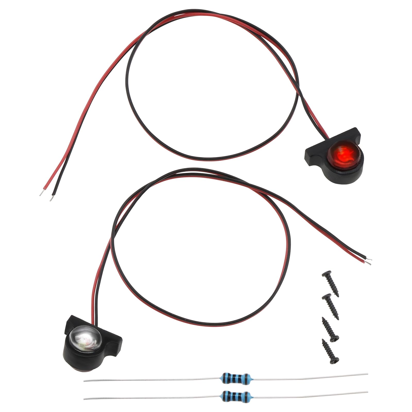 Create idea 1 Pair Dual Color Marker Lights 1/14 RC Car Side Position Lights for DIY RC Tractor Truck Trailer Model Car Compatible with T-amiya, White & Red