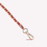 UnnFiko 43" DIY Bag Purse Chain Strap Replacement Crossbody Bag Straps Purse Accessories Straps Handmade Shoulder Bag Charms for Handbag Bags (Red & Gold, Metal Chain)
