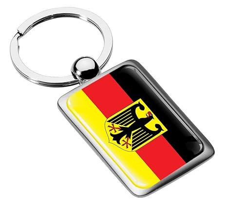 Skino Schlüsselanhänger Deutschland Flagge Germany Flag Fahne Metall Keyring Schlüssel Geschenk KK 218