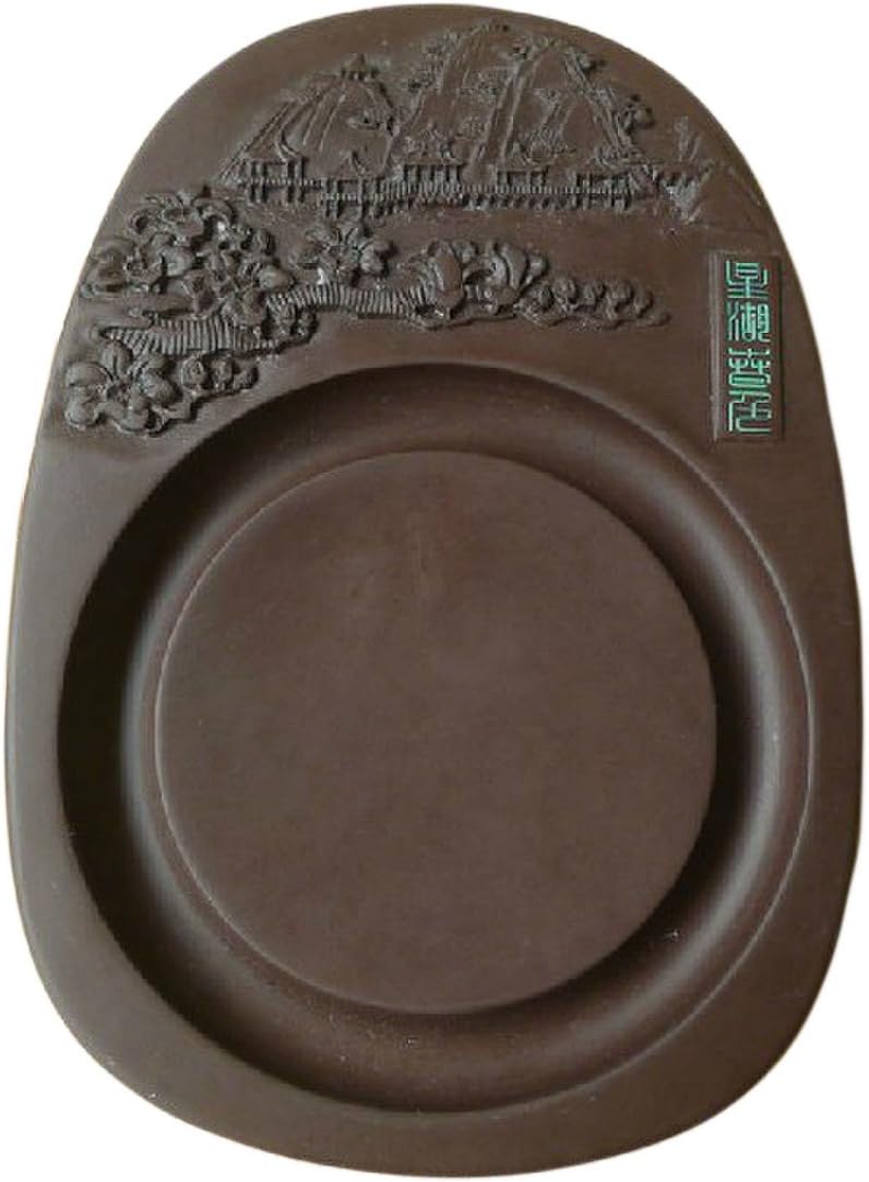 6 Inches Chinese Zhaoqing Duan Yan Ink Stone Carving Spring Scenery with Box