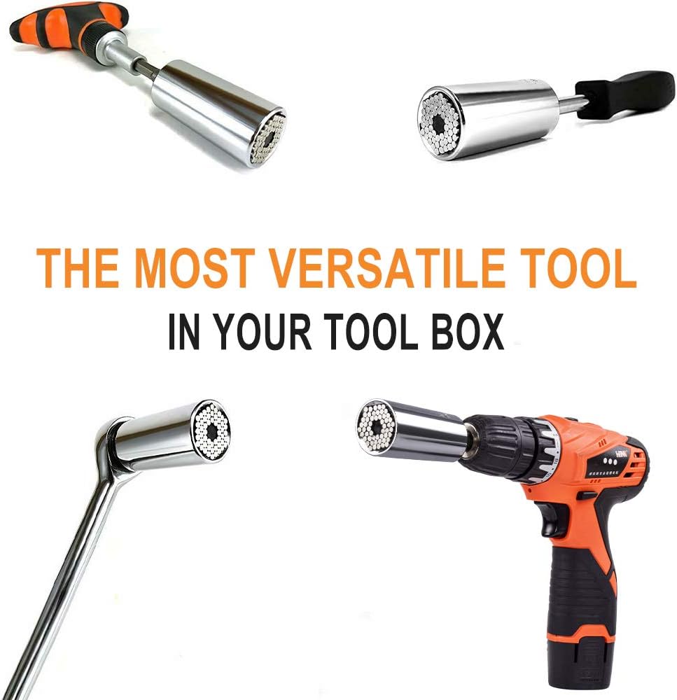 Universal Socket, Upgraded Universal Socket Wrench 7Mm-19Mm Universal Socket Tool Sets, Universal Socket Grip With Power Drill Adapter Best Gift For Men, Dad, Boyfriend, Husband, Diy Handyman (1) - - 
