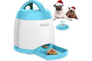 PETGEEK Dog Food Dispenser Toy, Treat Dispensing Dog Toys for IQ Training, Interactive Puzzle Toys to Keep Them Busy, 3000mAh USB Rechargeable Pet Treat Dispenser with Push Remote Button, 400ml