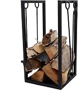Charles Bentley Log Holder & Tool Set Black Iron Matte Fireside Companion 10kg view 4