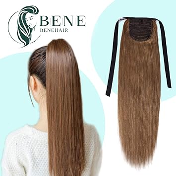 Amazon Com Light Brown Tie Up Ponytail Human Hair Extensions