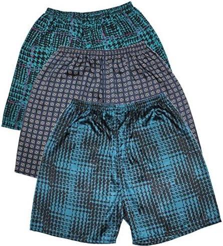 (Pack of 3) Mens Sleepwear - Silk Couture Boxer Shorts / Pajama Shorts M-L Multicolor