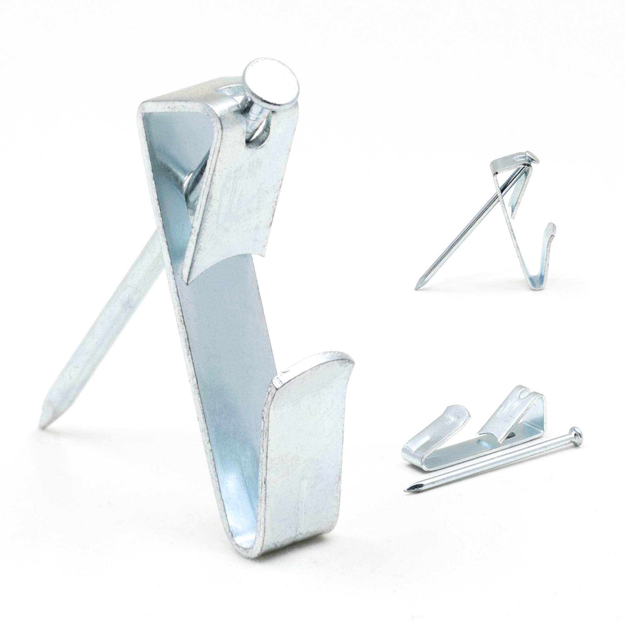Picture Hangers, Wall Hooks for Hanging - Supports 100 lb - for Drywall, Nickel Hooks for Picture, Art, Canvas, Mirror