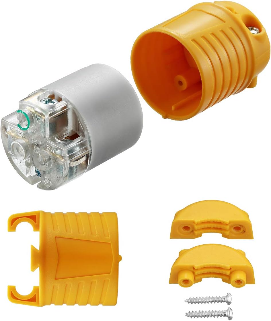Miady Extension Cord Ends Male and Female, 15 Amp 125 Volt Heavy Duty Replacement Plug & Connector Set, Straight Blade Plug Grounding Type/ETL listed (5 SET) - - 