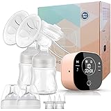 Electric Double Breast Pump, Breastfeeding Pump with 2 Modes & 10 Levels,Ultra-Quiet Rechargeable Milk Pump for Travel&Home