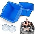 Kinggrand Kitchen Large Ice Block Mold for Ice Bath Reusable Ice Cubes for Freezer Over 12 LB Ice Block for Cold Plunge or Coolers Steel Reinforced Thick Silicone Ice Mold 2 Pack