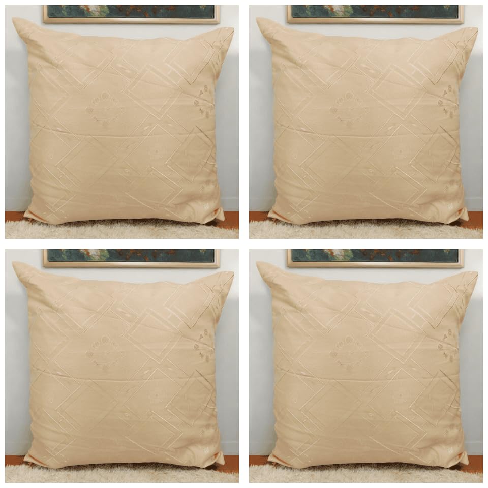 Seechoo Floral Flower Cushion Covers, Set of 4, 40x40cm, Assorted Colours (Peach)