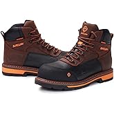 SUREWAY Men's 6" Soft/Composite Toe Heavy Duty Waterproof Work Boot GoodyearWelt Oil/Slip Resistant Dual-Density Comfortable Outsole Crazy Horse Leather EH Construction Industrial Safety Work Boots