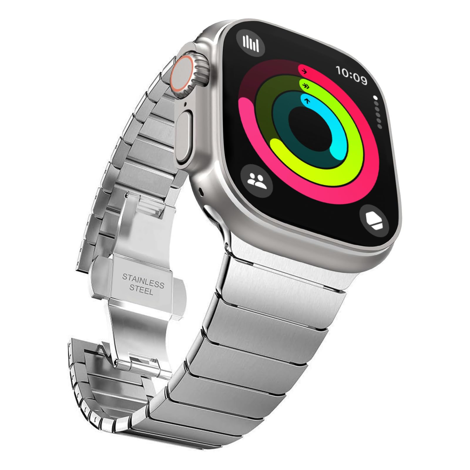 GOQELK Adjustable 316L Stainless Steel Strap for apple Watch Ultra 2 Strap – Premium Metal Band Compatible with Apple Watch Ultra, Ultra 2, Series 9/8/7/6/5/4/3/2/1/SE2