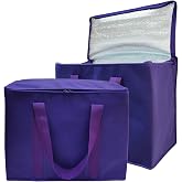 Yalin Set of 2 Large Insulated Collapsible Cooler Bags with Durable Dual Zipper Closure,Reusable Grocery Shopping Bags Keep Food Hot or Cold,Ideal for Instacart,Grocery Transport