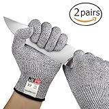 2 Pairs Cut Resistant Gloves, LKY DIGITAL High Performance Level 5 Protection, Food Grade Kitchen Glove for Hand Safety while Cutting, Cooking, doing Yard Work(Large)