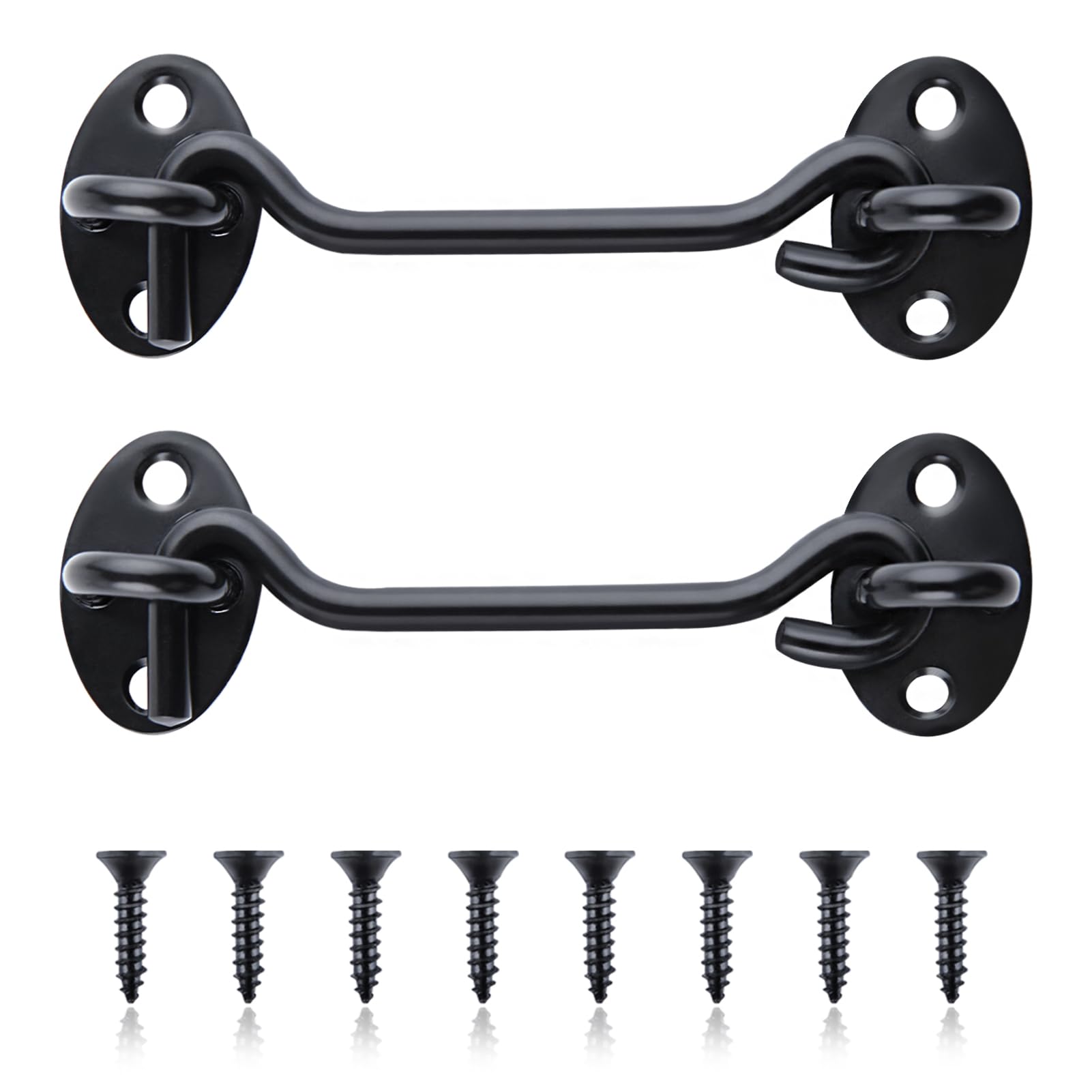 GOLD DEER 2 Pack 4Inch Solid Thicken Stainless Steel Hook Eye Latch Hook and Eyes Latch for Doors Hooks and Eye Latchs Stainless Steel Barn Doors Latchs Door Lock Hardware Sliding Door Lock