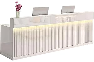 Nuipesn Luxurious Modern Minimalist Front Desk Reception Desk Counter for Sophisticated Cashier Counters, Sleek and Stylish for Office Reception Areas (White, W62.99 x D23.62 x H39.37)