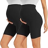 BONVIGOR Maternity Shorts Over The Belly - 5" Biker Workout Yoga Active Athletic Pregnancy Short Pants Lounge Pajama