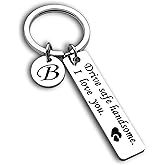 OUMILAN Drive Safe Keychain 26 Letters Keychain Gifts for Boyfriend Couple Husband Dad Birthday Valentines Day Gifts