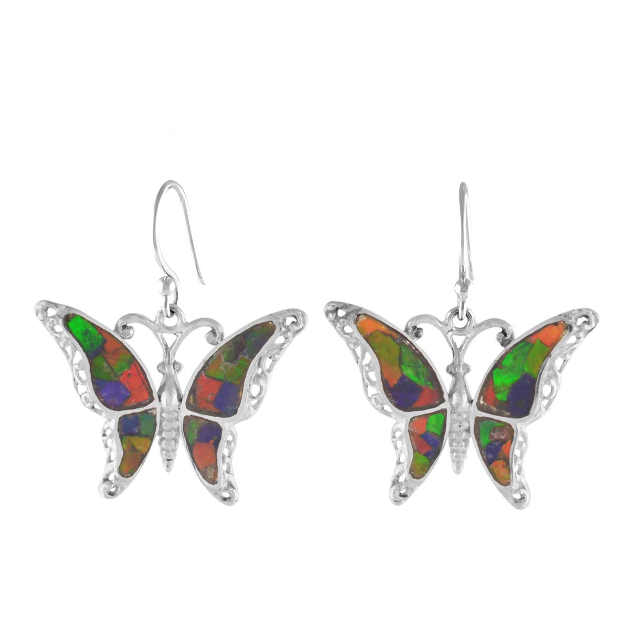 Starborn Canadian Ammolite Butterfly 925 Sterling Silver Earrings