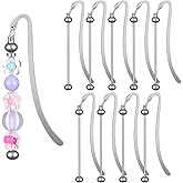Gjinxi 10Pcs Beadable Bookmarks DIY Metal Blank Beaded Bar Beading Bookmark Modern Bead Craft Jewelry Pendant Charm Gift for Beads for Book Lovers Office Supplies Birthday Present Silver
