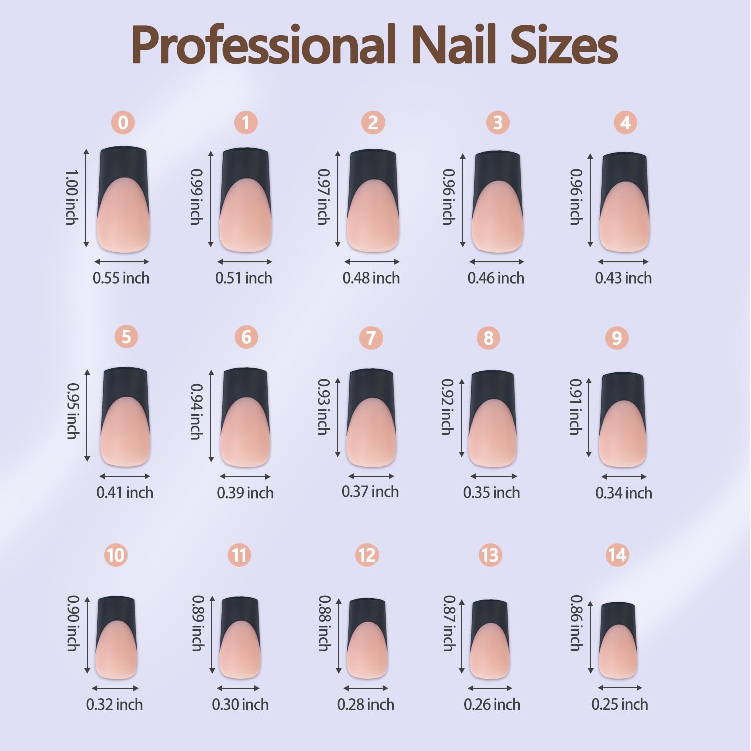 Misssix Black French Gel Nail Tips, 240Pcs French Tip Press on Nails Long Square, No Need to File 3 in 1 Tips Pre-lasting, Fake Nails for Nail Art DIY 15 Sizes - Image 6