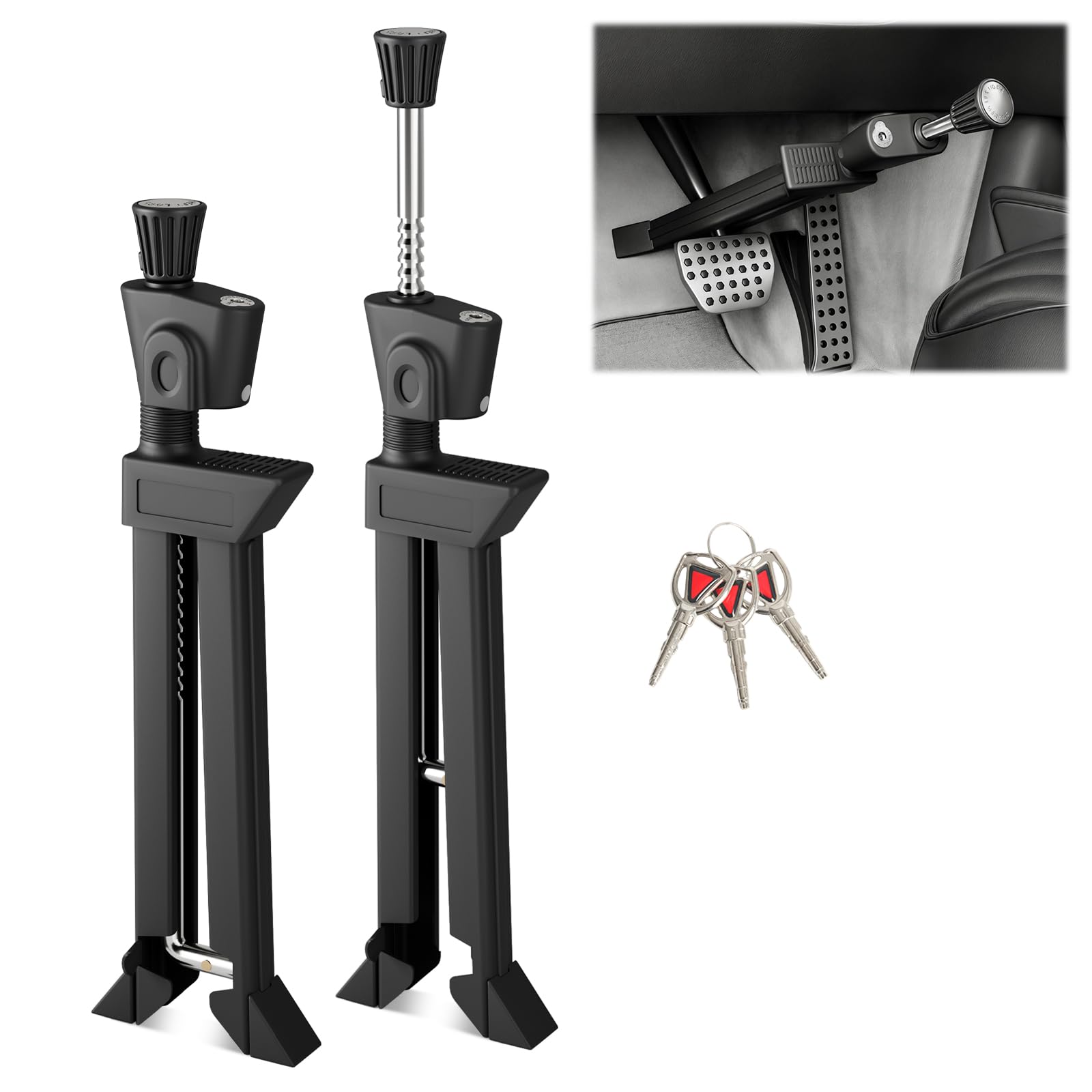 Photo 1 of Brake Pedal Lock, Car Anti Theft Device, Heavy-Duty Retractable Car Theft Prevention Device, Universal Car Clutch Pedal Lock for Car Truck SUV Van Security with 3 Keys
