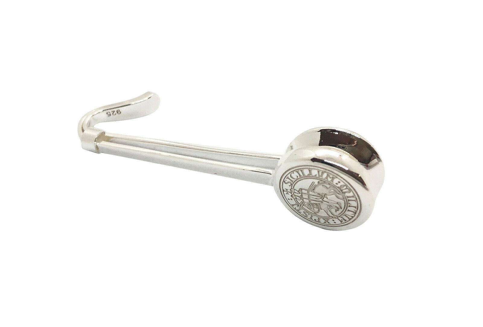 Freemasons Sterling Silver KT Knights Templar Napkin Hook/Holder - Luxury Velvet Pouch