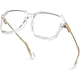 VISOONE Oversized Blue Light Blocking Glasses with Chic Square TR90 Frame and Metal Temple for Women Men Ryan