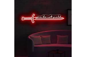Custom You Do Not Yield Neon Sign, Sword LED Wall Light for Gamer Room, Man Cave, Bedroom, Motivational Decor, Playroom 20" x