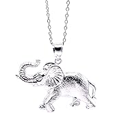 Charm America - Silver Elephant Pendant Necklace - 925 Sterling Silver - Animal Pendant - Silver Adjustable Necklace 16” - 18”