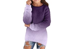 AIMAOMI Girls Crew Neck Sweaters 2025 Fall Winter Teen Tops Cozy Trendy Kids Long Sleeve Cute Shirts Casual Outfits