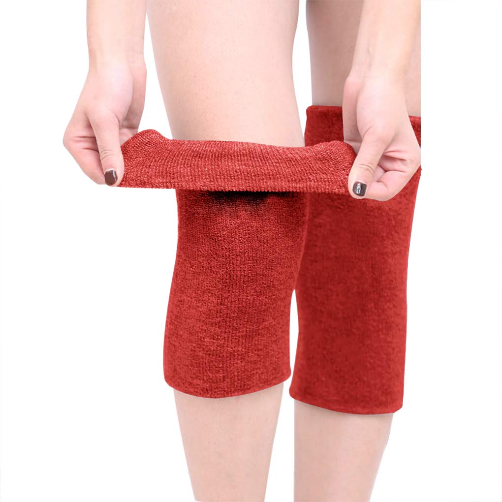JIAHG Thermal Knee Leg Warmers Stretchy Knit Cashmere Knee Compression Sleeves Winter Cold Knee Warmer Warm Support Wrap Leg Cover for Men Women Elderly