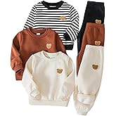 Ltvoo Baby Boys Sweatsuit Set Long Sleeve Sweatshirt Clothes and Joggers Pants Sets Spring Fall Outfits for Toddler 6M-3T