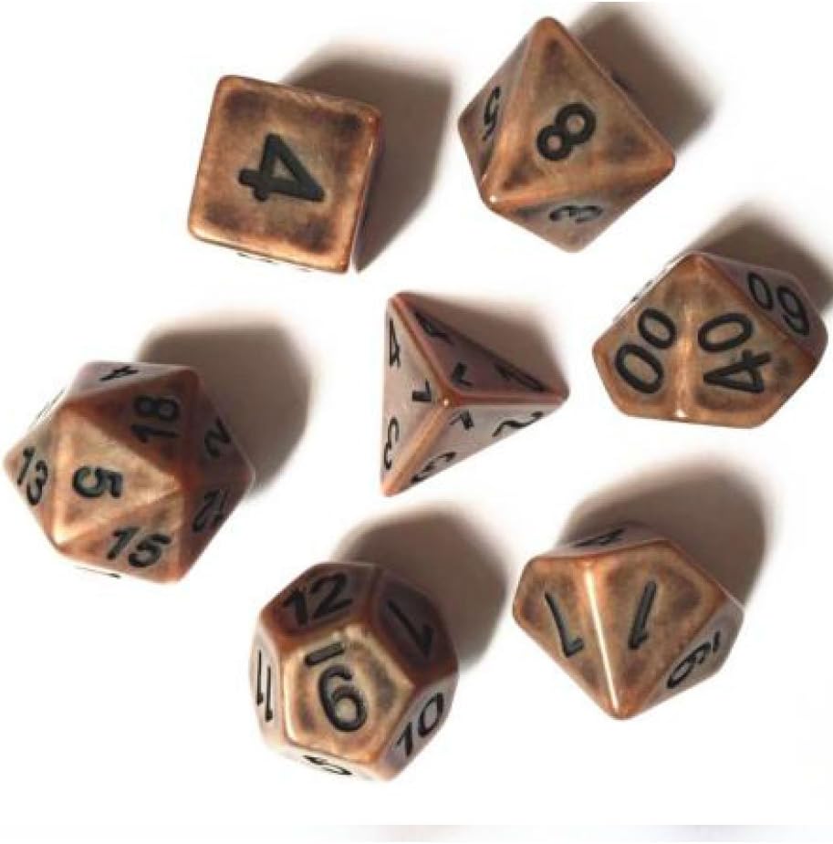Ancient style Poly Dice set (Matt Copper Brown)